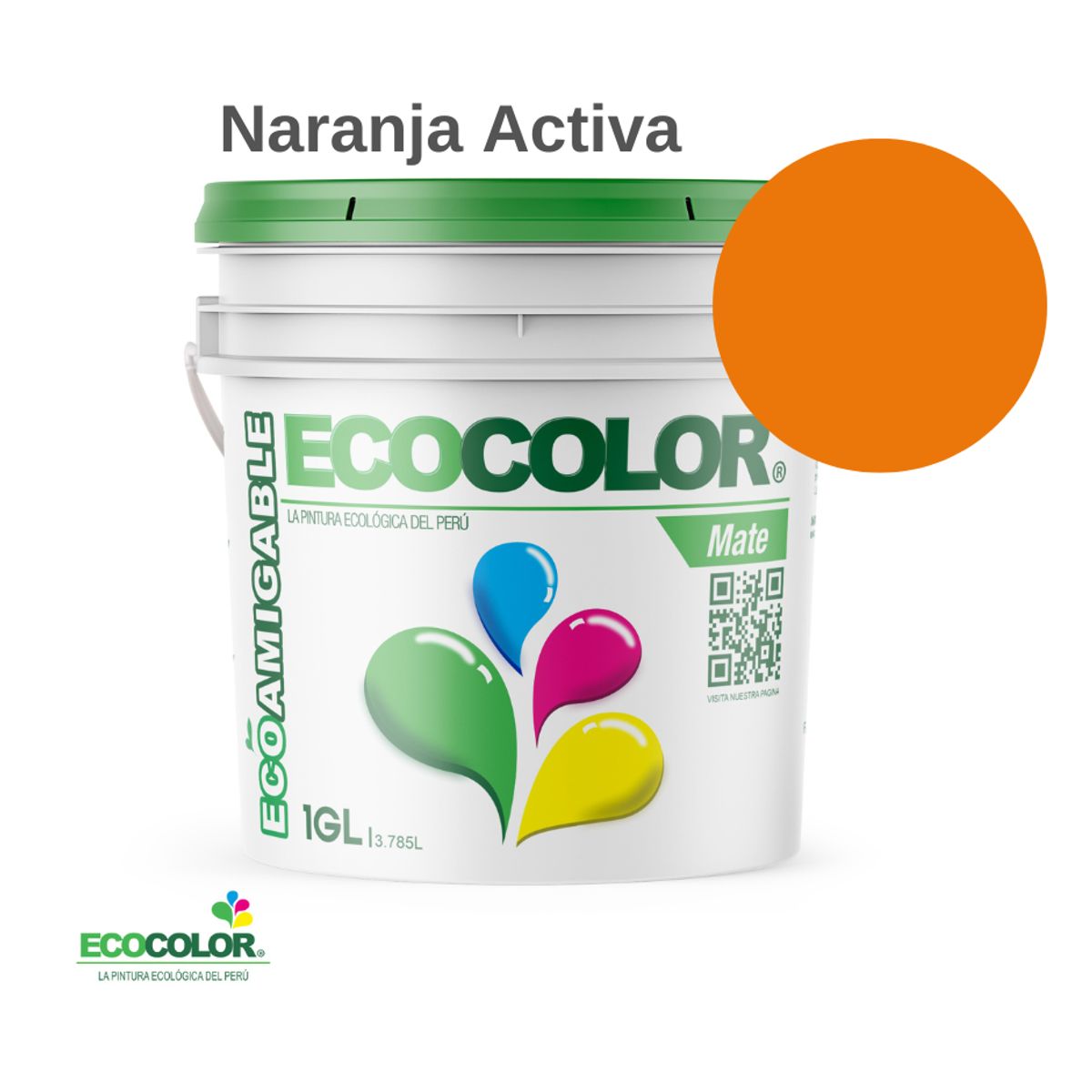 ECOCOLOR - PINTURA ECOCOLOR MATE NARANJA ACTIVA 1GL