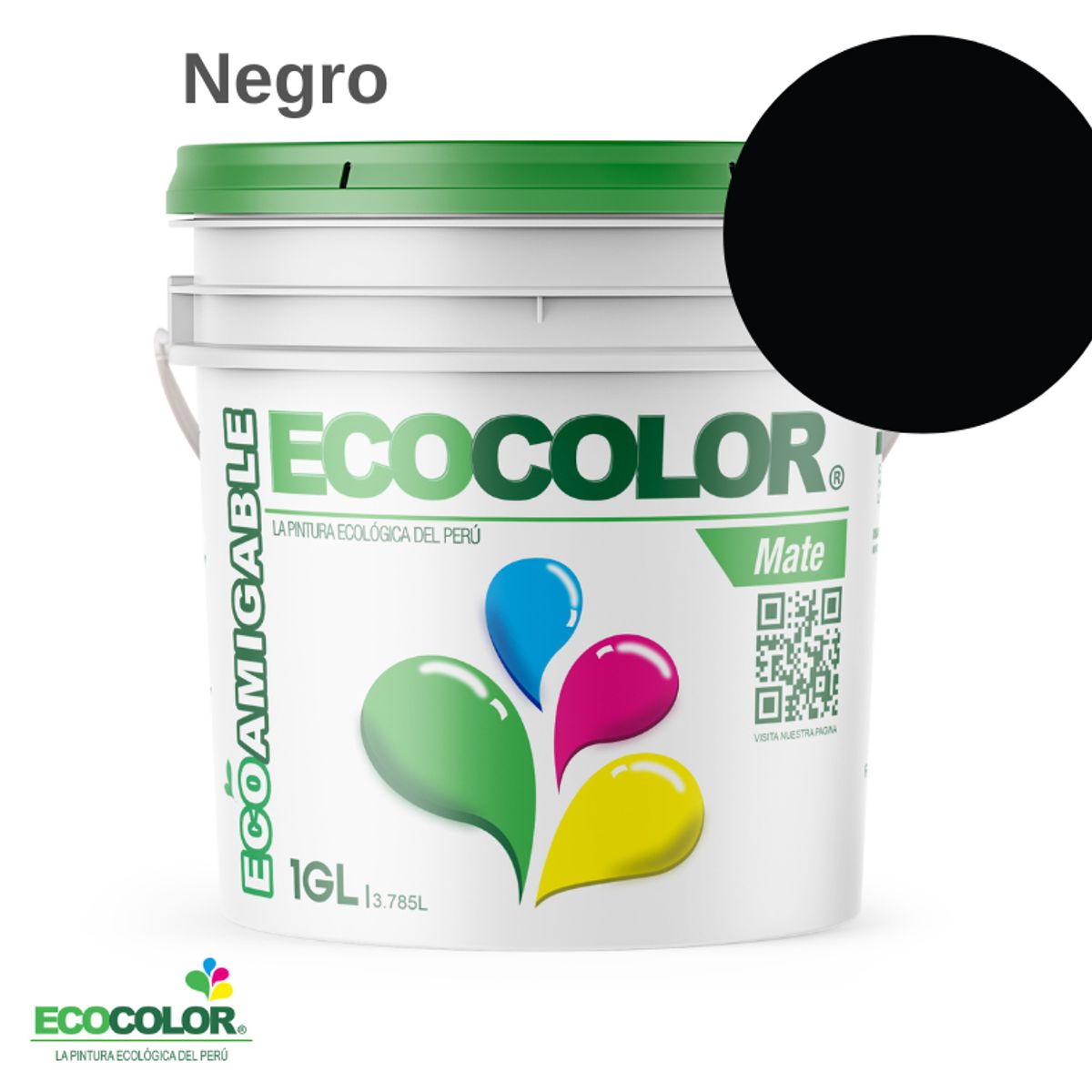 ECOCOLOR - PINTURA ECOCOLOR MATE NEGRO 1GL