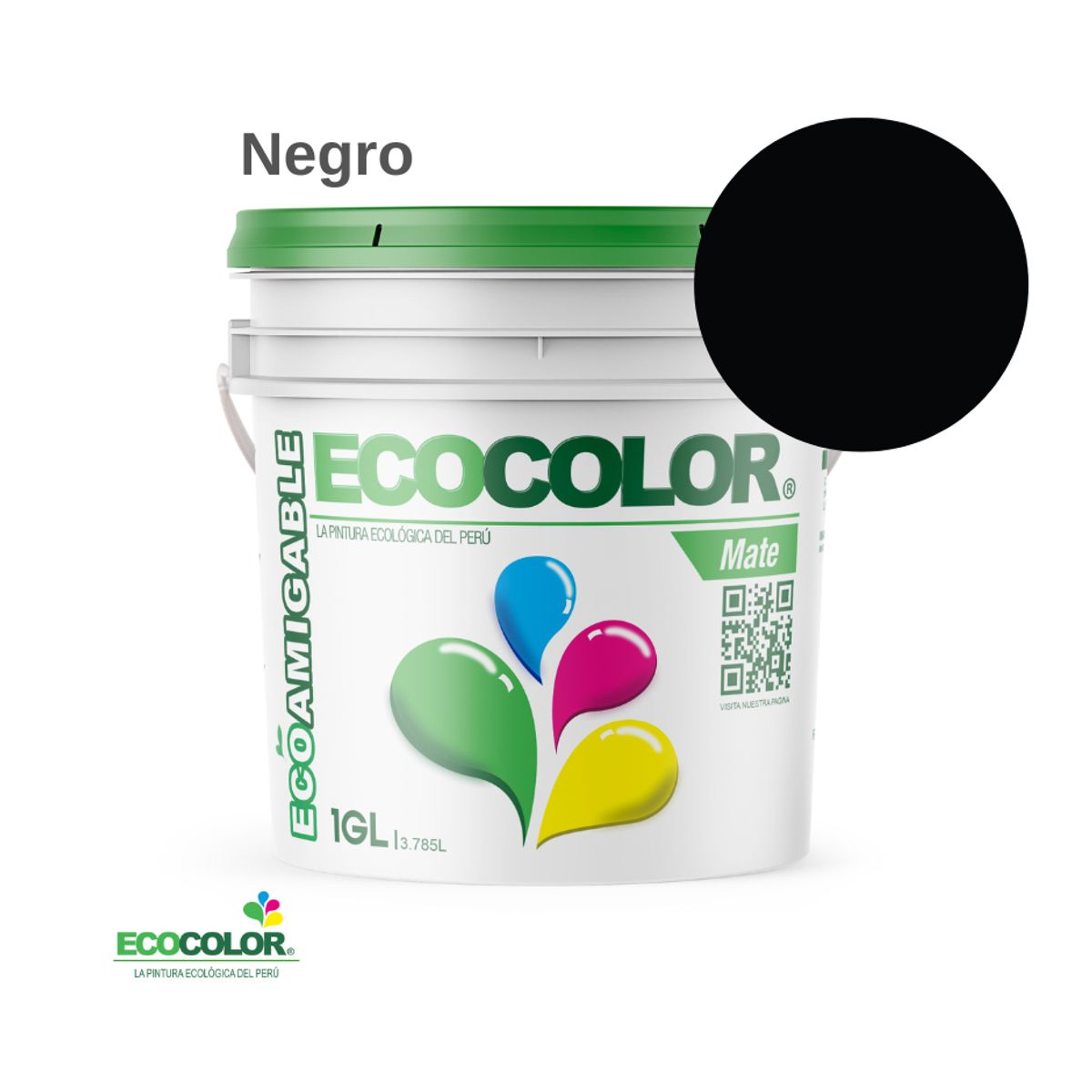 ECOCOLOR - PINTURA ECOCOLOR MATE NEGRO 1GL