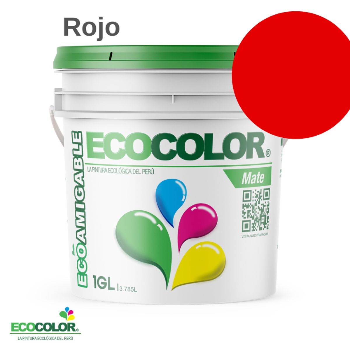 ECOCOLOR - PINTURA ECOCOLOR MATE ROJO 1GL