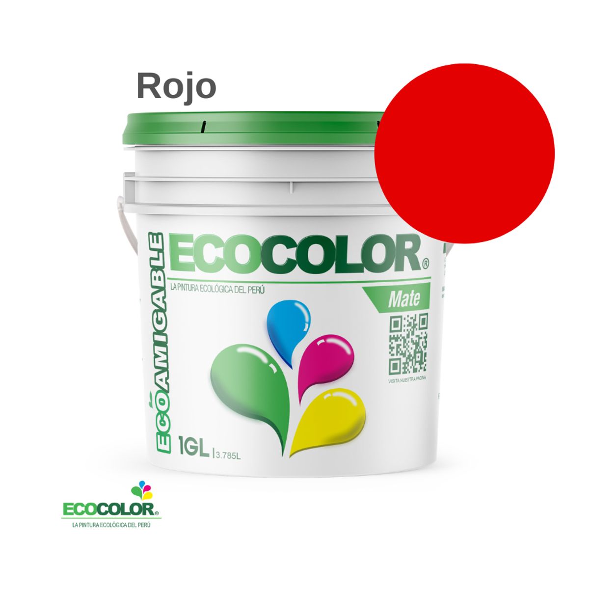 ECOCOLOR - PINTURA ECOCOLOR MATE ROJO 1GL