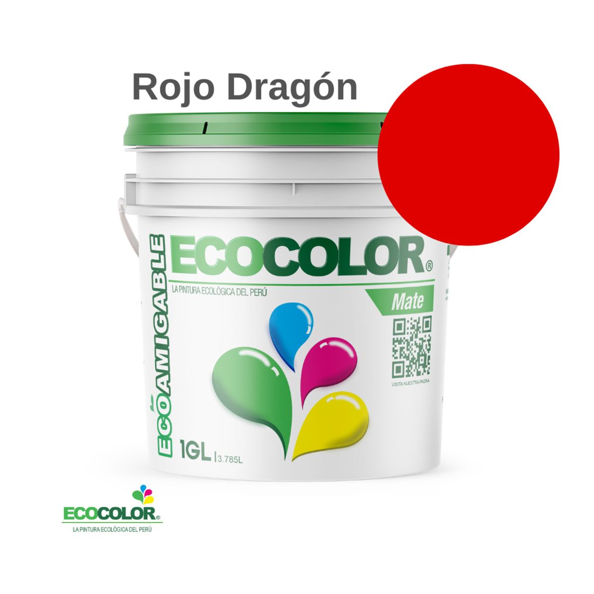 ECOCOLOR - PINTURA ECOCOLOR MATE ROJO DRAGON 1GL