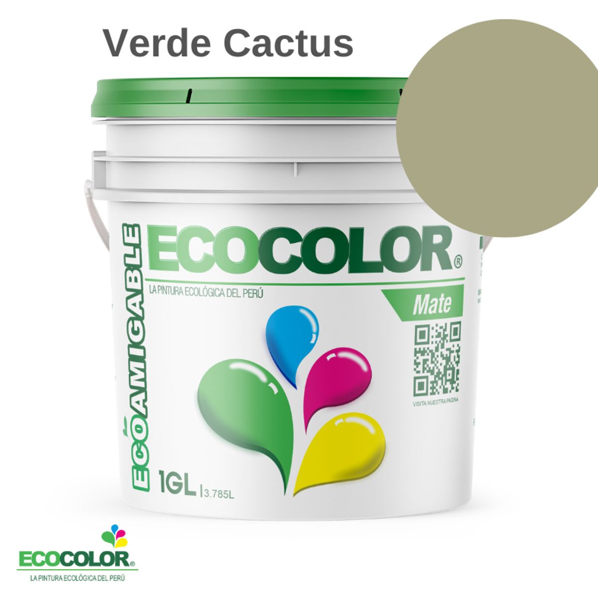ECOCOLOR - PINTURA ECOCOLOR MATE VERDE CACTUS 1GL