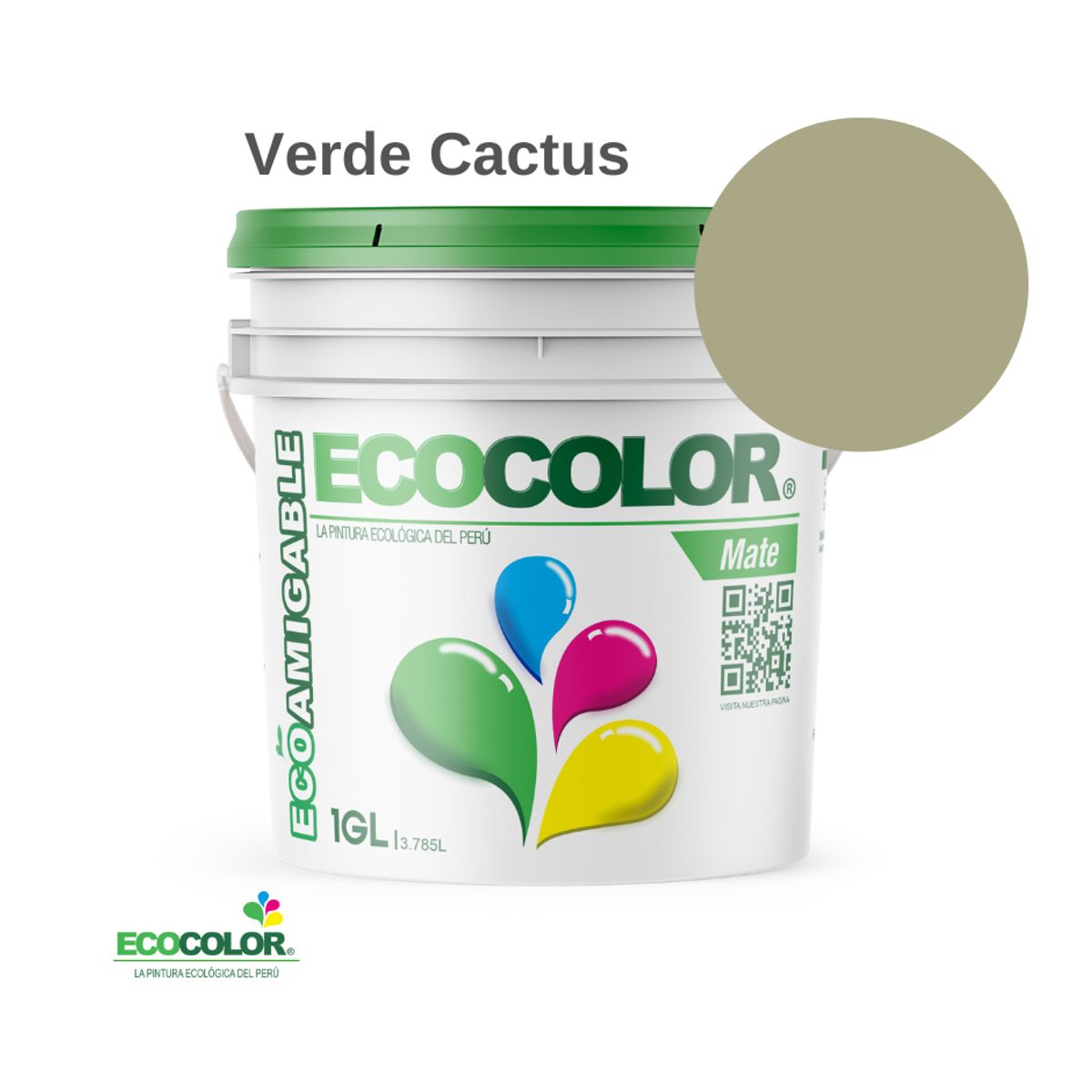 ECOCOLOR - PINTURA ECOCOLOR MATE VERDE CACTUS 1GL