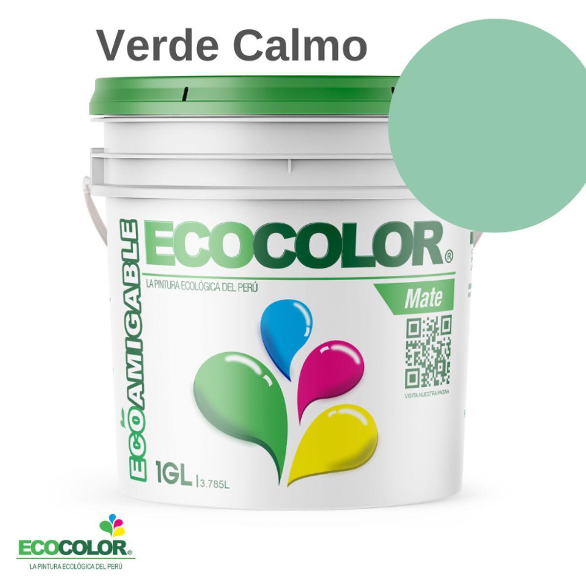 ECOCOLOR - PINTURA ECOLOGICA MATE VERDE CALMO 1GL