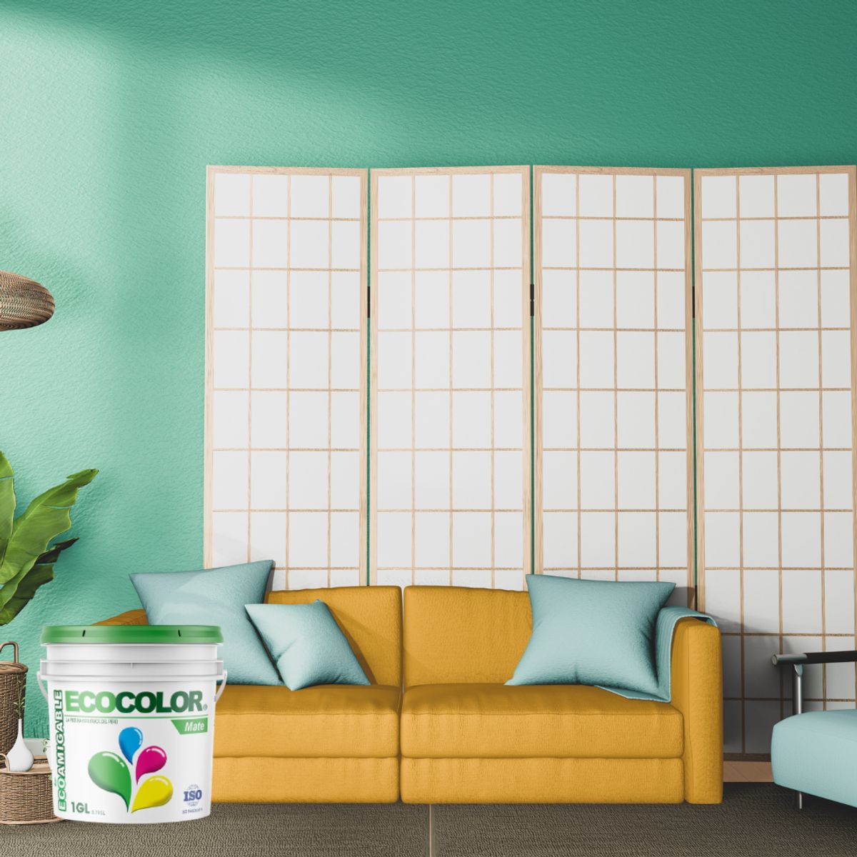 ECOCOLOR - PINTURA ECOLOGICA MATE VERDE CALMO 1GL