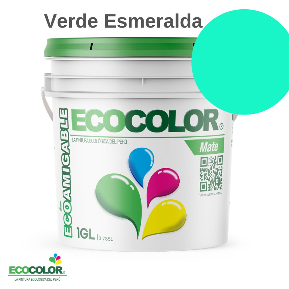 ECOCOLOR - PINTURA ECOCOLOR MATE VERDE ESMERALDA 1GL