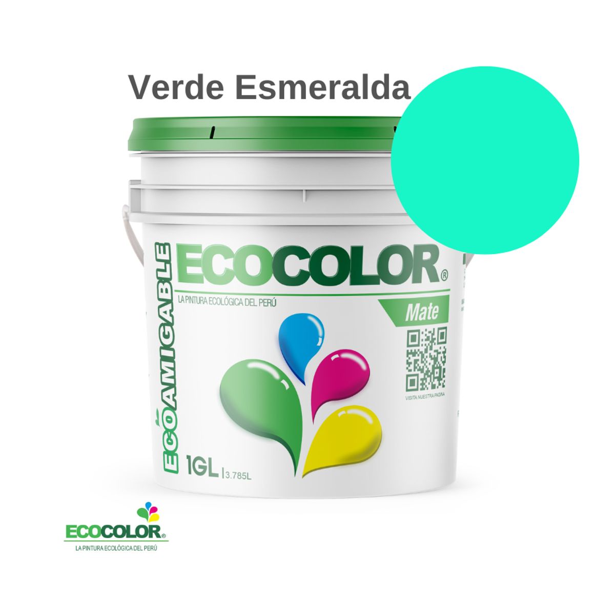 ECOCOLOR - PINTURA ECOCOLOR MATE VERDE ESMERALDA 1GL