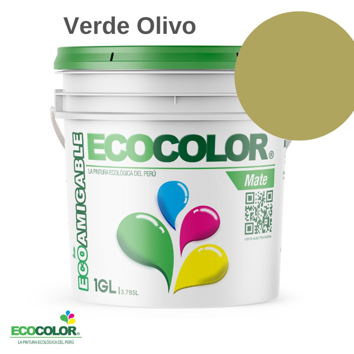 ECOCOLOR - PINTURA ECOCOLOR MATE VERDE OLIVO 1GL