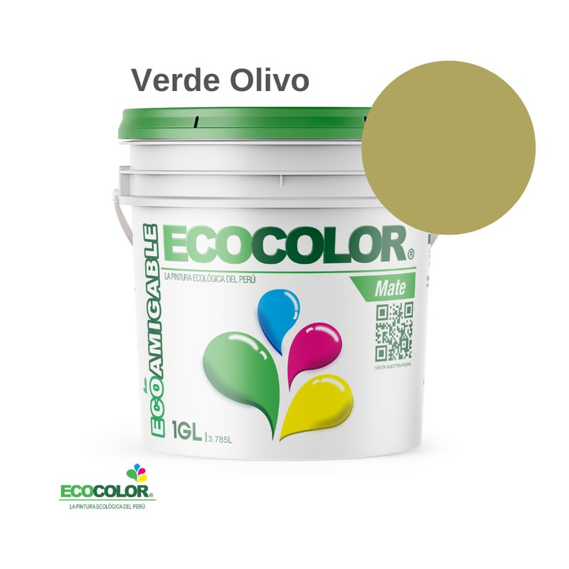ECOCOLOR - PINTURA ECOCOLOR MATE VERDE OLIVO 1GL