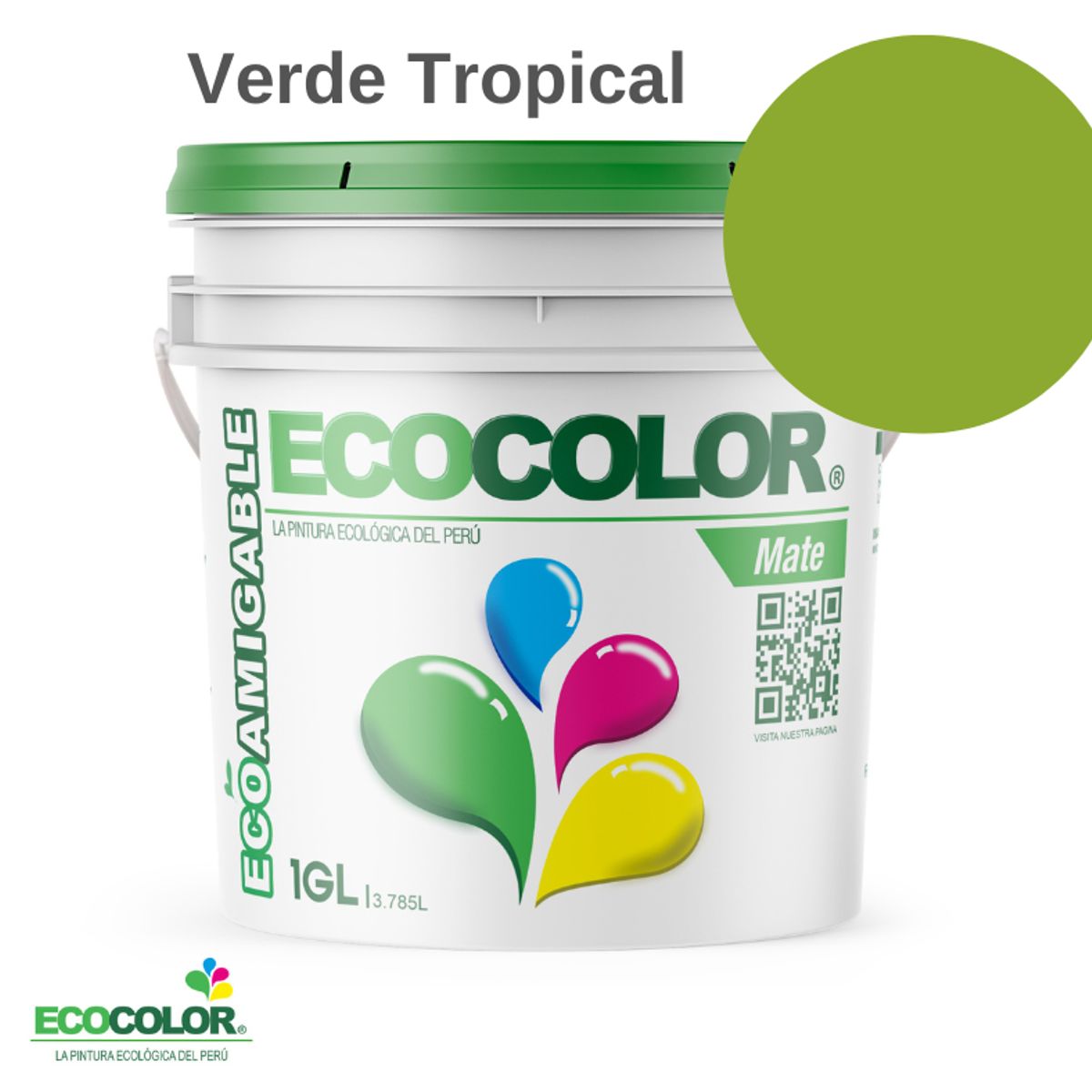 ECOCOLOR - PINTURA ECOCOLOR MATE VERDE TROPICAL 1GL