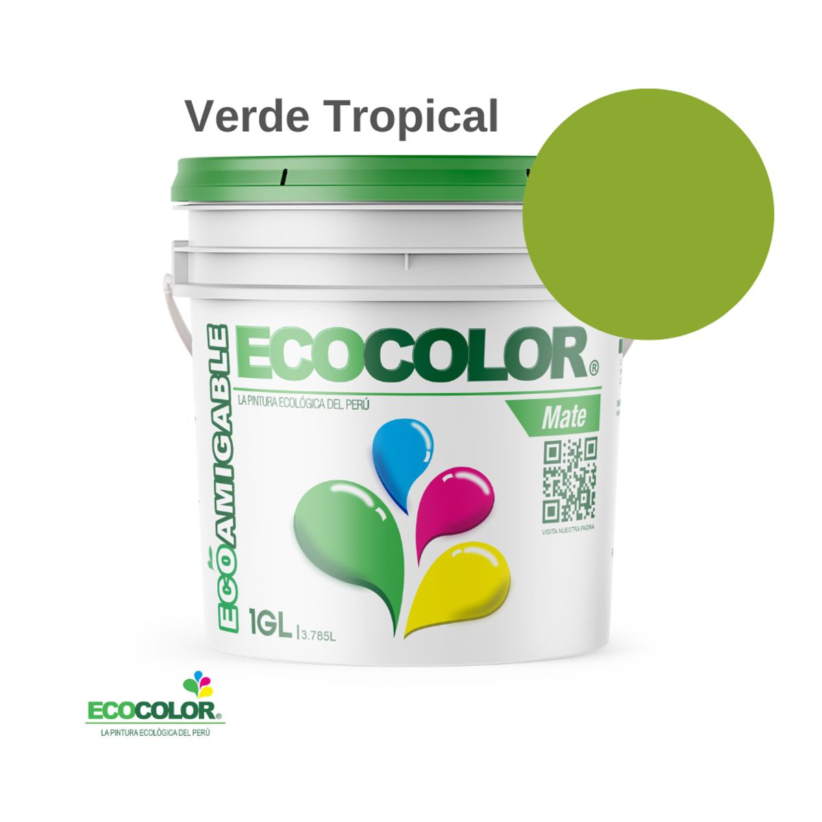 ECOCOLOR - PINTURA ECOCOLOR MATE VERDE TROPICAL 1GL