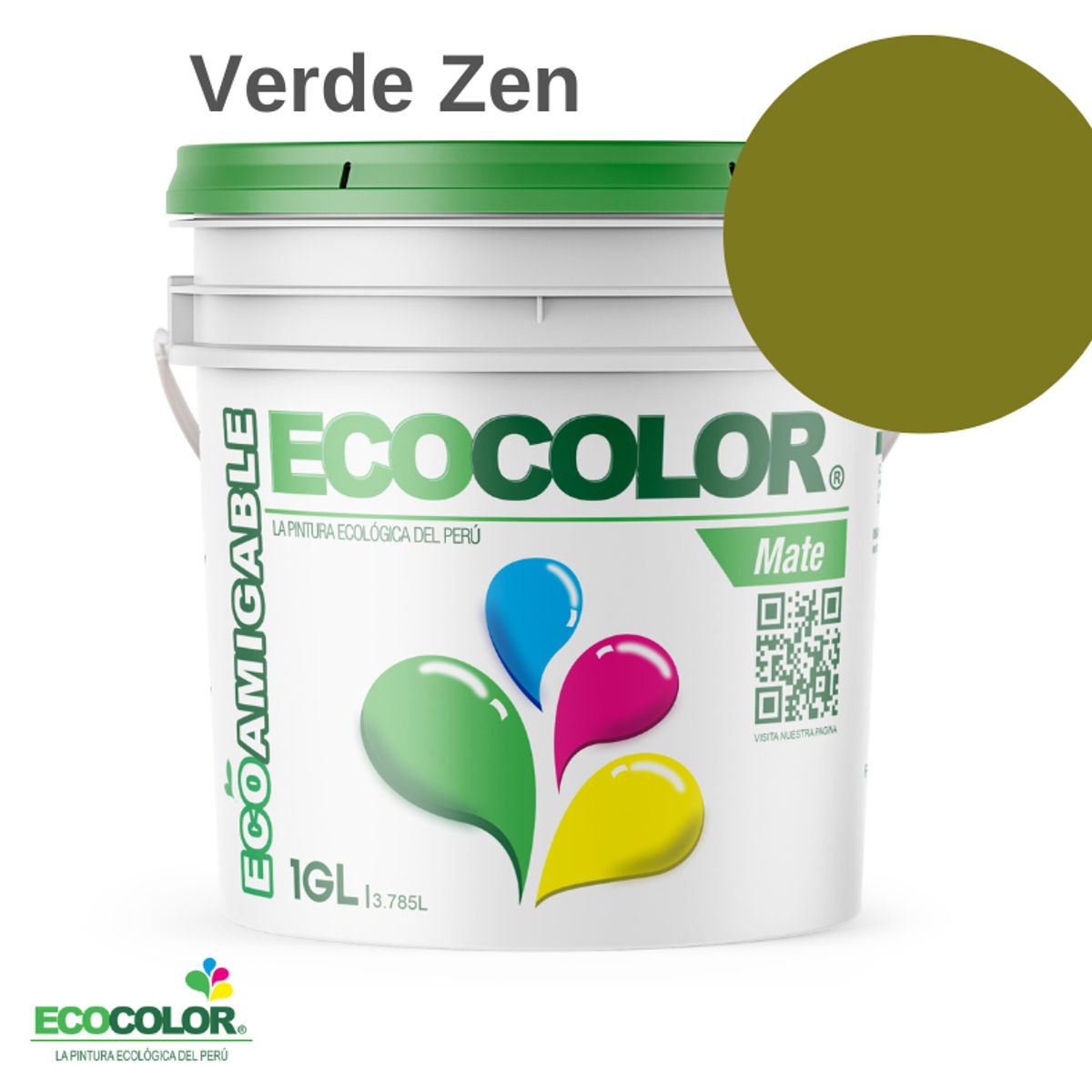 ECOCOLOR - PINTURA ECOCOLOR MATE VERDE ZEN 1GL