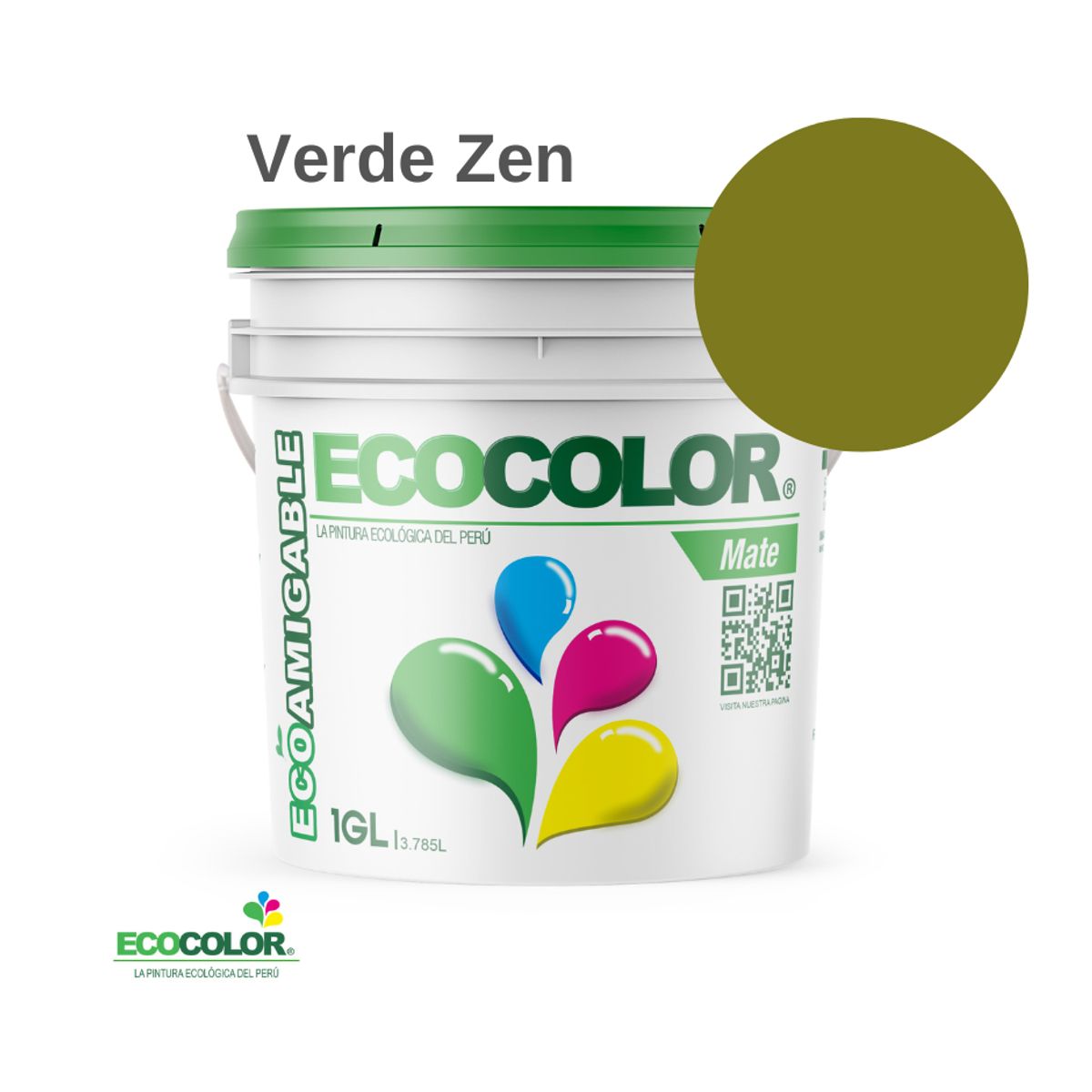 ECOCOLOR - PINTURA ECOCOLOR MATE VERDE ZEN 1GL