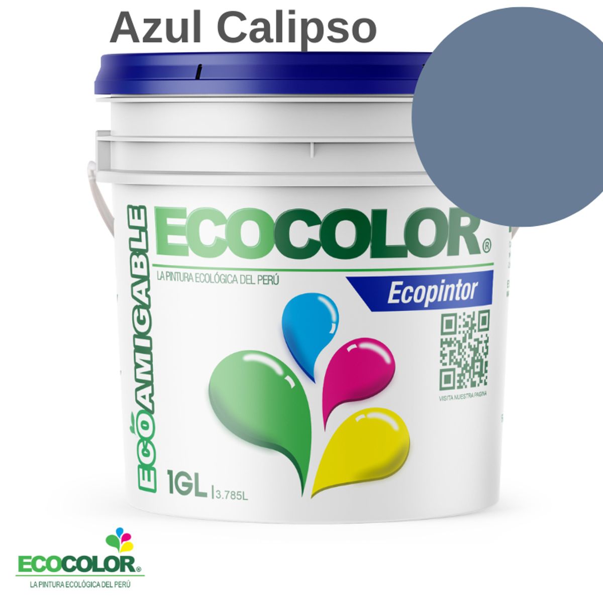 ECOCOLOR - PINTURA ECOLOGICA ECOPINTOR AZUL CALIPSO 1GL