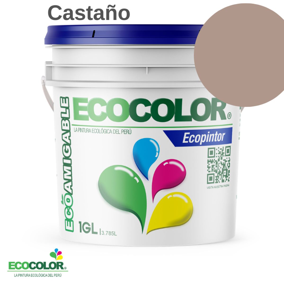 ECOCOLOR - PINTURA ECOCOLOR ECOPINTOR CASTAÑO 1GL