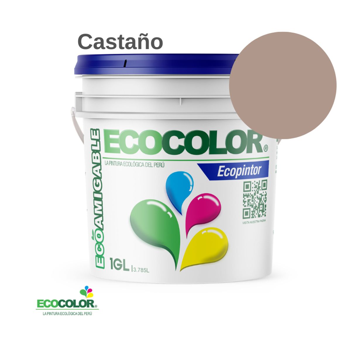 ECOCOLOR - PINTURA ECOCOLOR ECOPINTOR CASTAÑO 1GL