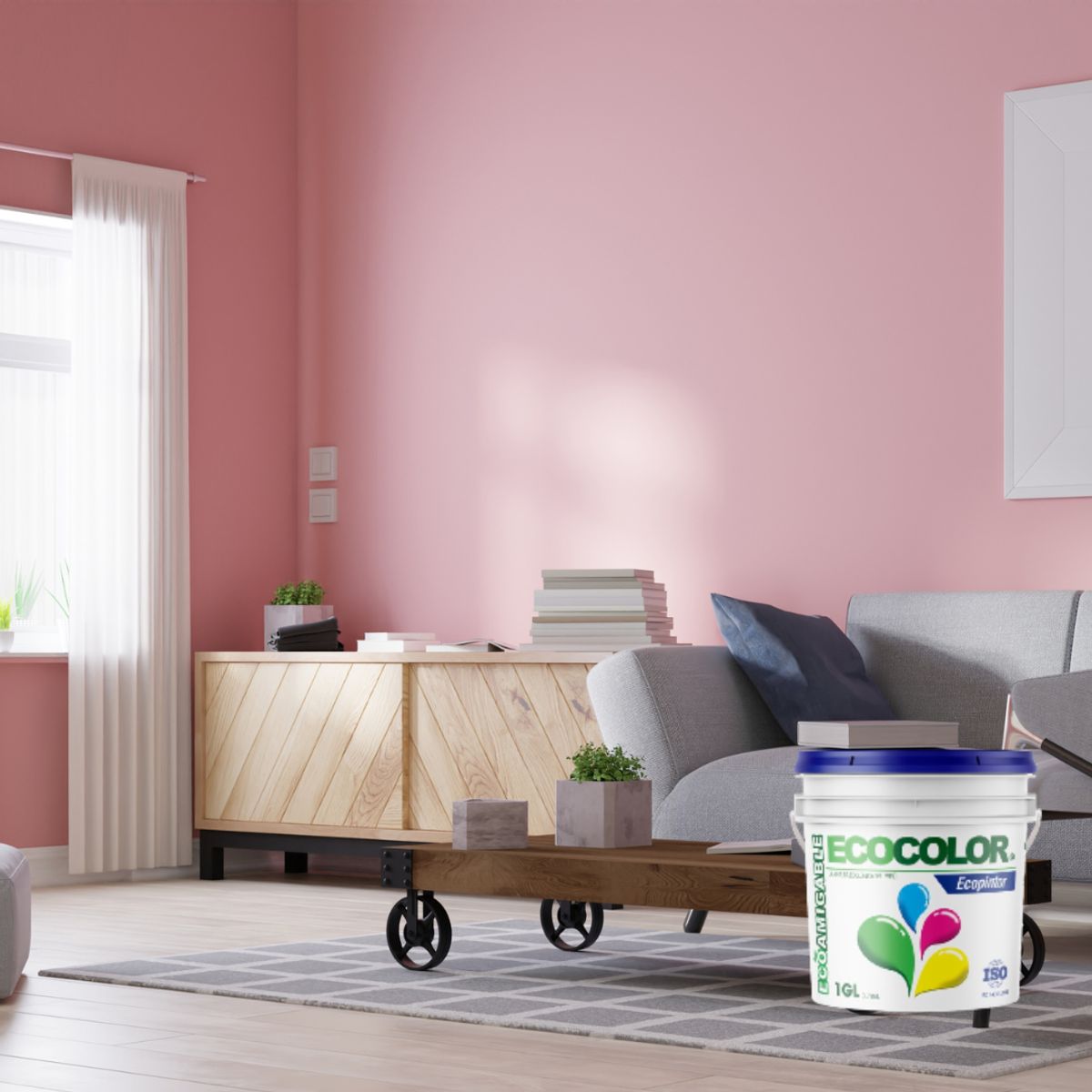 ECOCOLOR - PINTURA ECOLOGICA ECOPINTOR ROSA TENTACIÓN 1GL