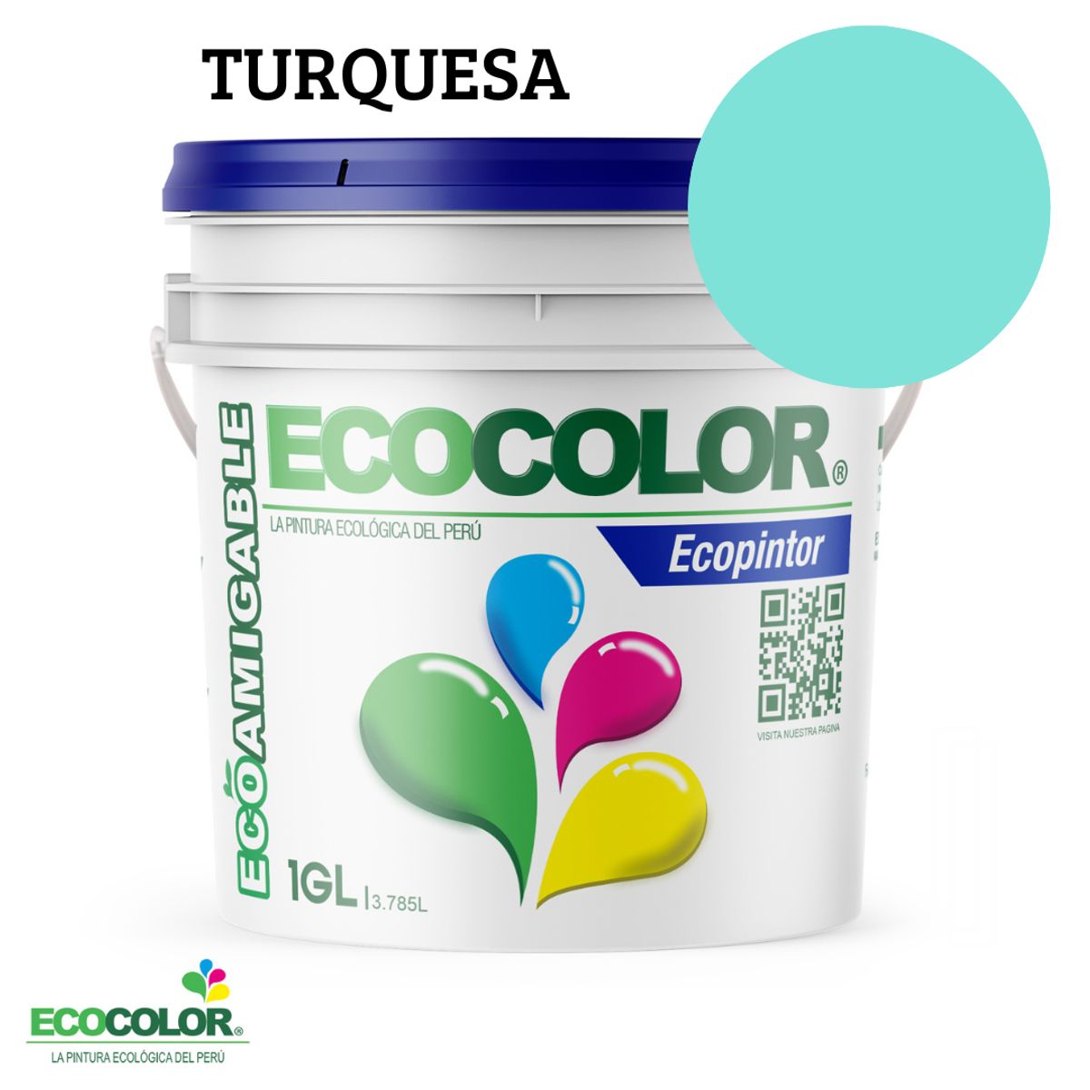 ECOCOLOR - PINTURA ECOCOLOR ECOPINTOR TURQUESA 1GL