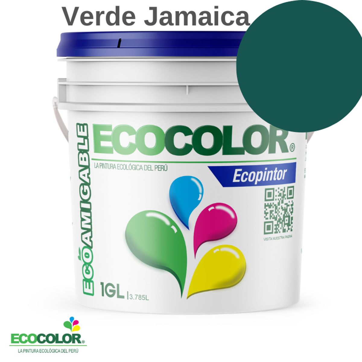 ECOCOLOR - PINTURA ECOCOLOR ECOPINTOR VERDE JAMAICA 1GL