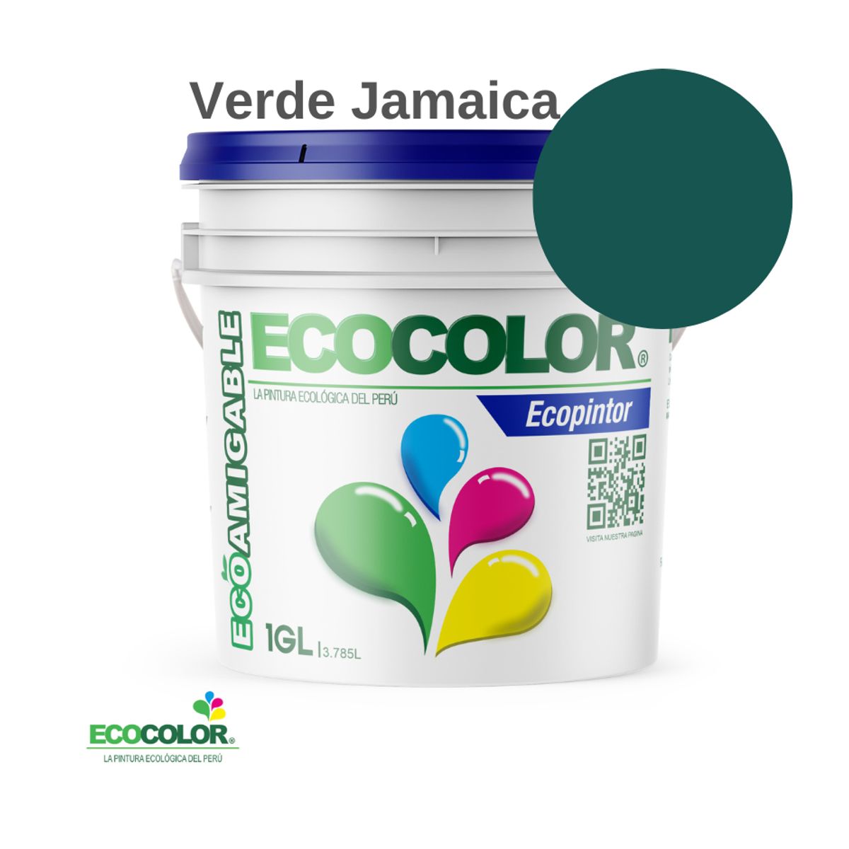 ECOCOLOR - PINTURA ECOCOLOR ECOPINTOR VERDE JAMAICA 1GL