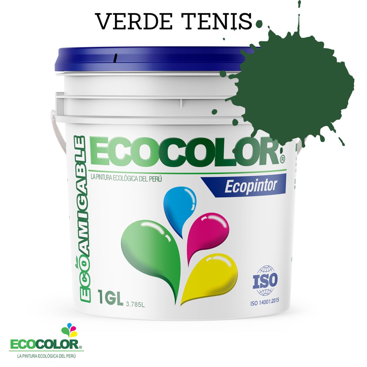 ECOCOLOR - PINTURA ECOLOGICA ECOPINTOR VERDE TENIS 1GL