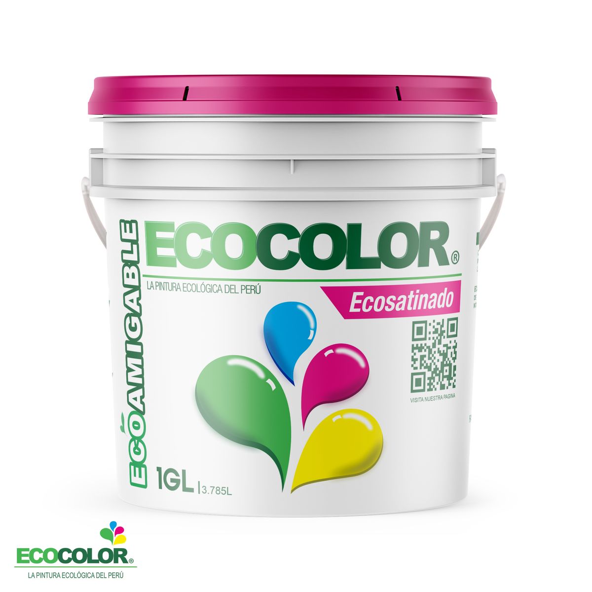ECOCOLOR - PINTURA ECOCOLOR ECOSATINADO BLANCO 1GL
