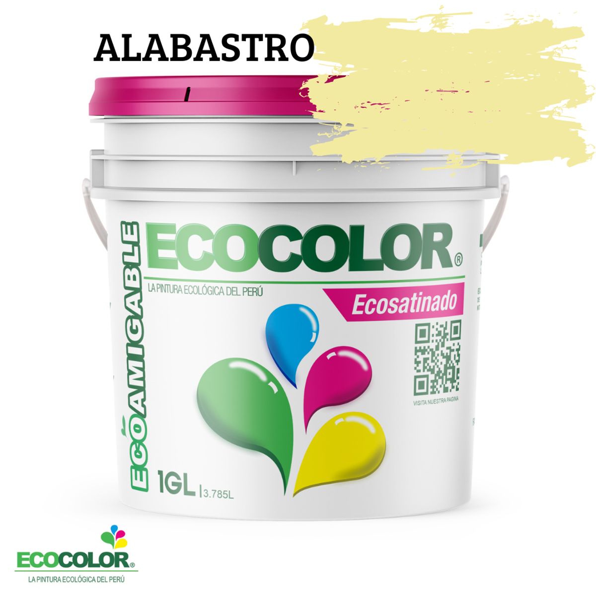 ECOCOLOR - PINTURA ECOCOLOR ECOSATINADO ALABASTRO 1GL