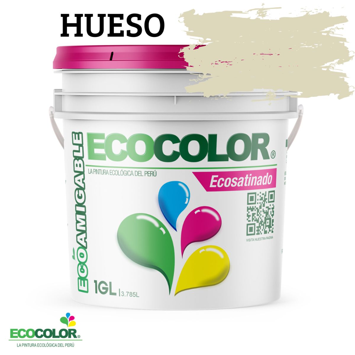 ECOCOLOR - PINTURA ECOCOLOR ECOSATINADO HUESO 1GL