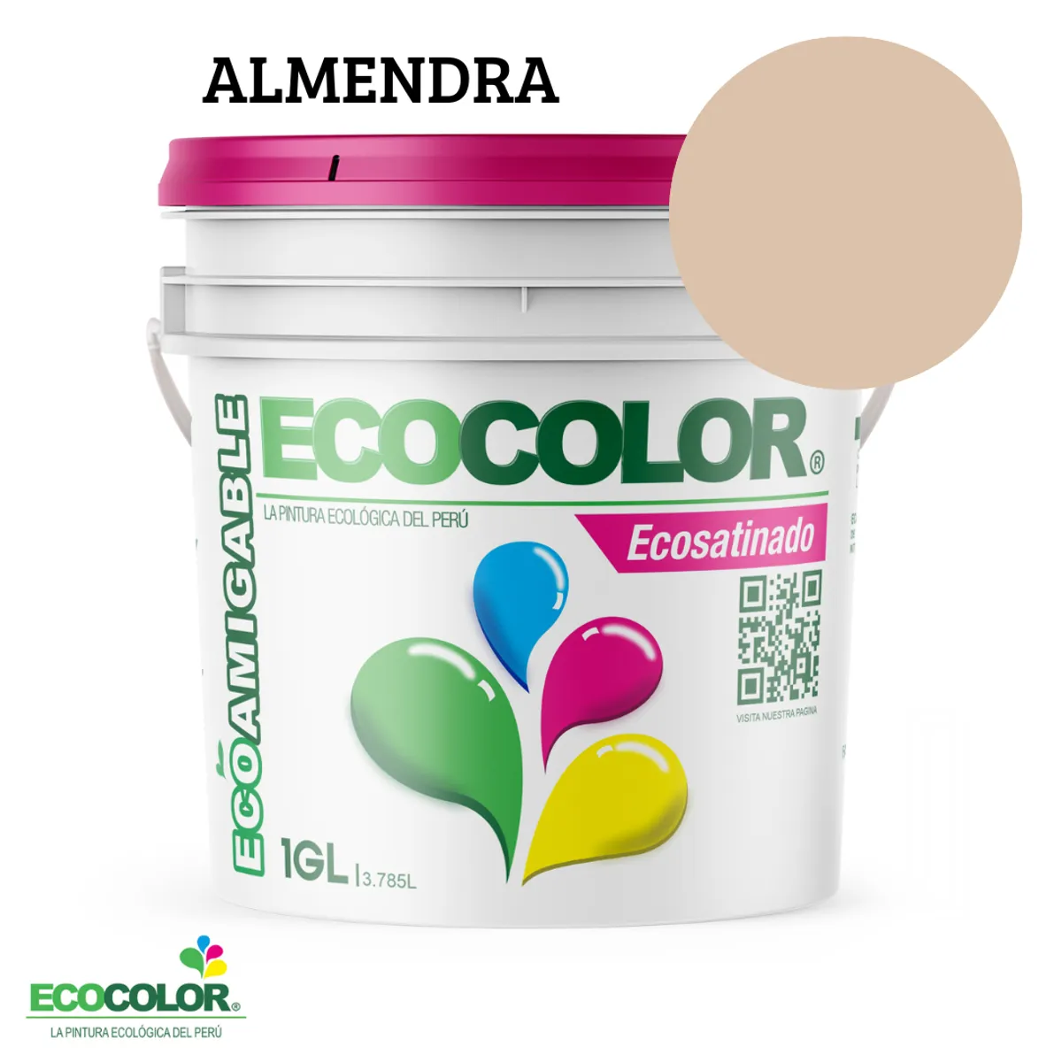 ECOCOLOR - PINTURA ECOCOLOR ECOSATINADO ALMENDRA 1GL