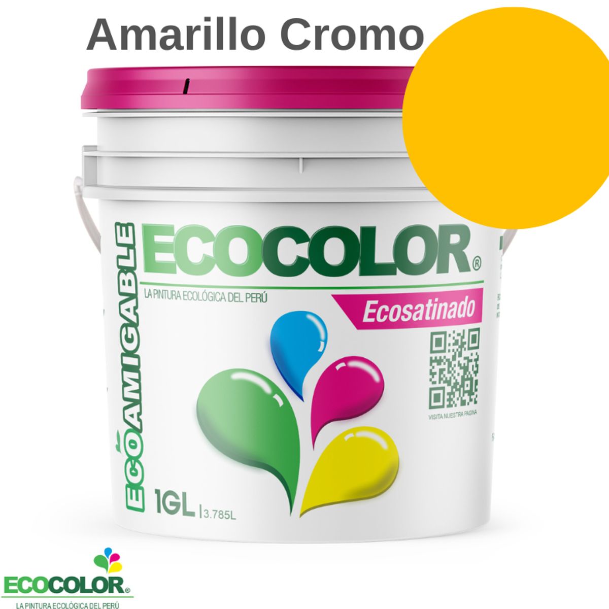 ECOCOLOR - PINTURA ECOCOLOR ECOSATINADO AMARILLO CROMO 1GL