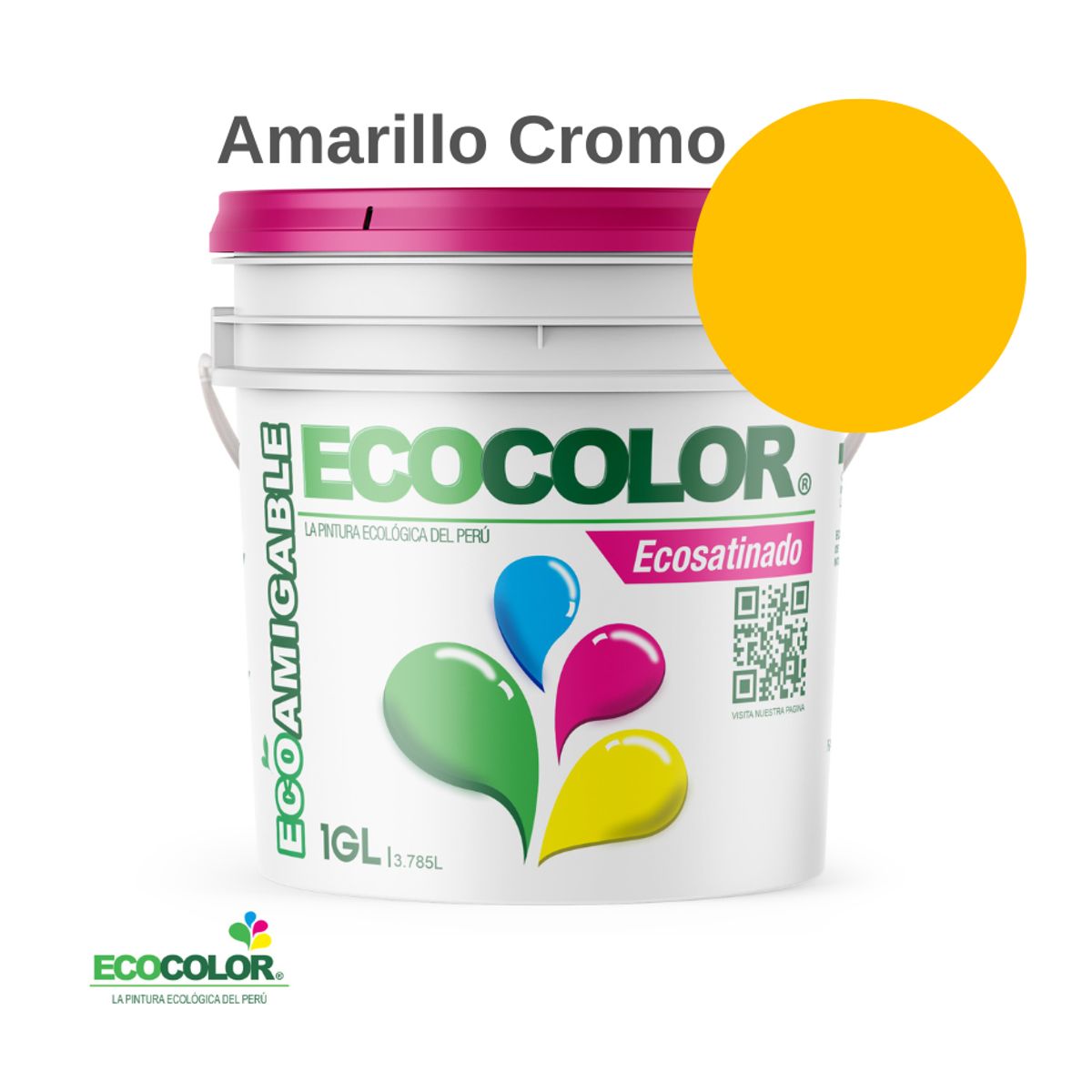 ECOCOLOR - PINTURA ECOCOLOR ECOSATINADO AMARILLO CROMO 1GL
