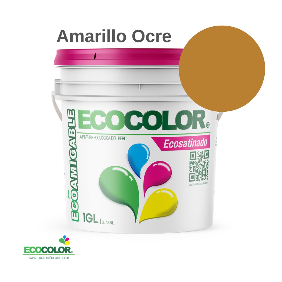 ECOCOLOR - PINTURA ECOCOLOR ECOSATINADO AMARILLO OCRE 1GL