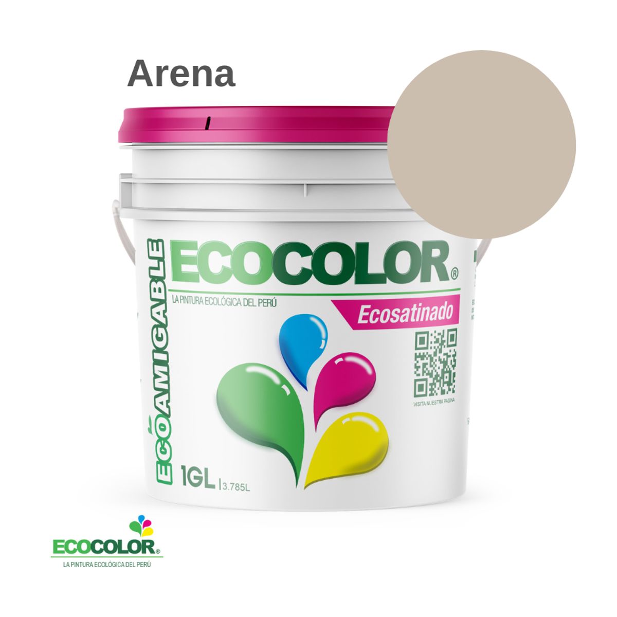 ECOCOLOR - PINTURA ECOCOLOR ECOSATINADO ARENA 1GL
