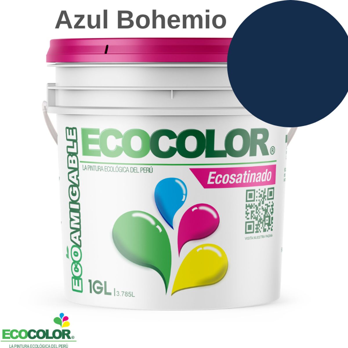 ECOCOLOR - PINTURA ECOLOGICA ECOSATINADO AZUL BOHEMIO 1GL