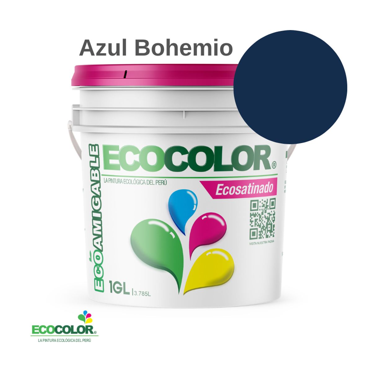 ECOCOLOR - PINTURA ECOLOGICA ECOSATINADO AZUL BOHEMIO 1GL
