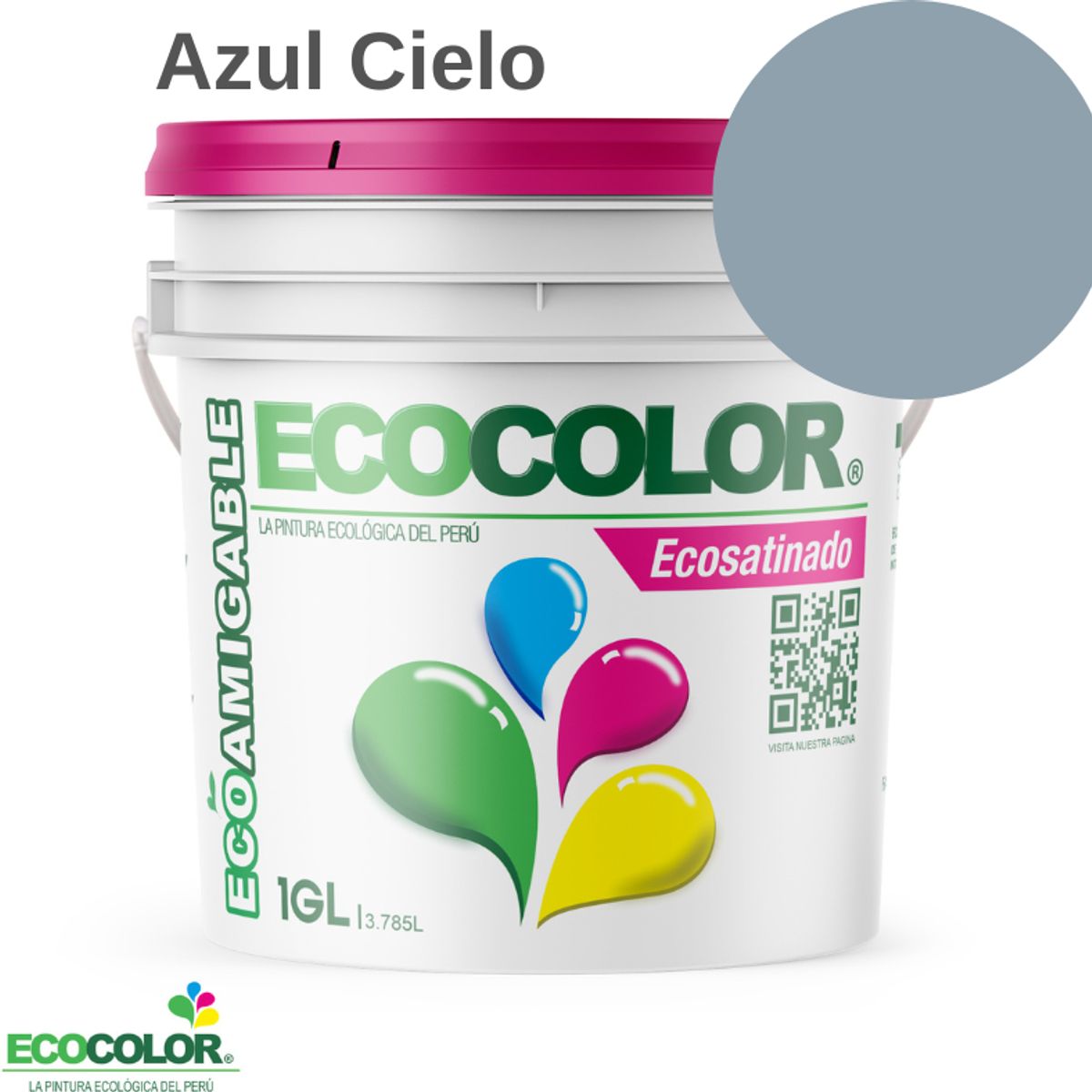 ECOCOLOR - PINTURA ECOCOLOR ECOSATINADO AZUL CIELO 1GL