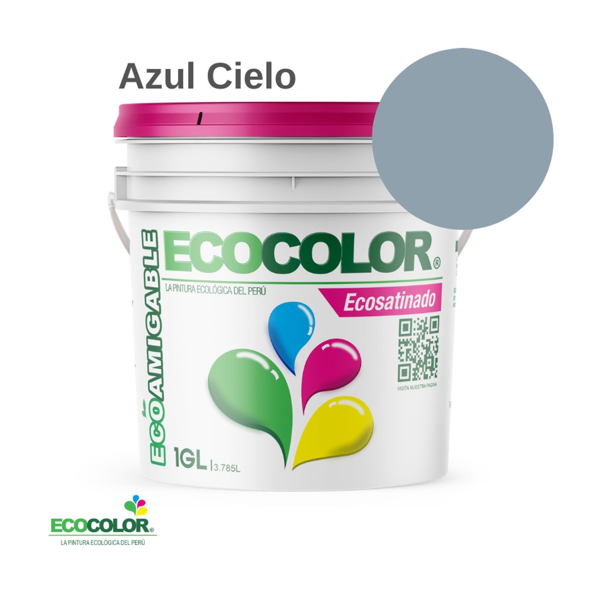 ECOCOLOR - PINTURA ECOCOLOR ECOSATINADO AZUL CIELO 1GL