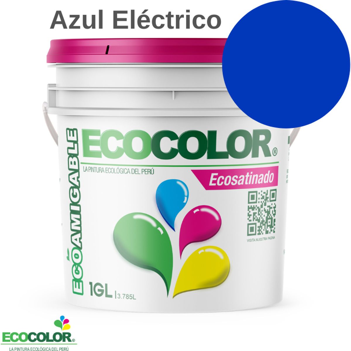 ECOCOLOR - PINTURA ECOCOLOR ECOSATINADO AZUL ELECTRICO 1GL