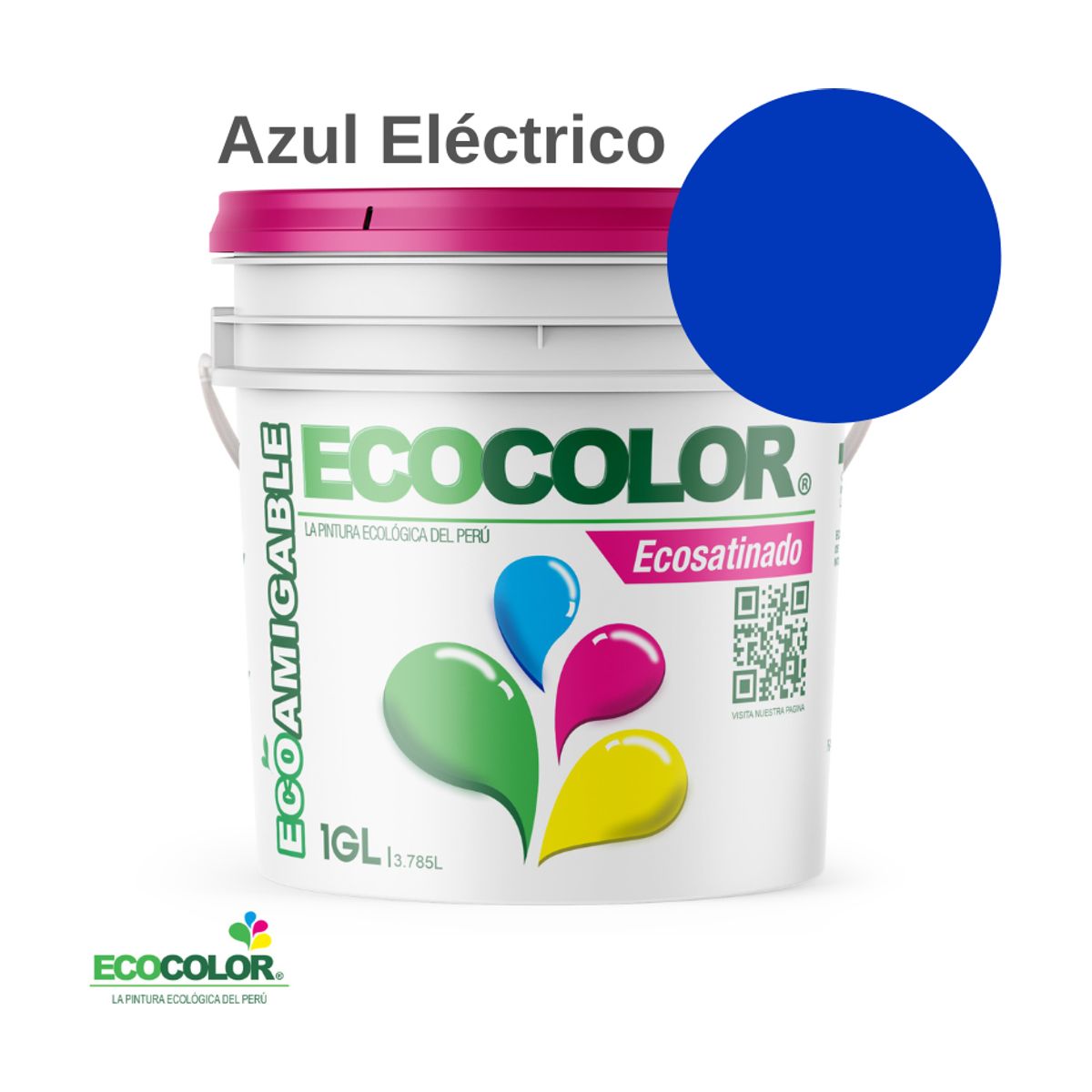 ECOCOLOR - PINTURA ECOCOLOR ECOSATINADO AZUL ELECTRICO 1GL