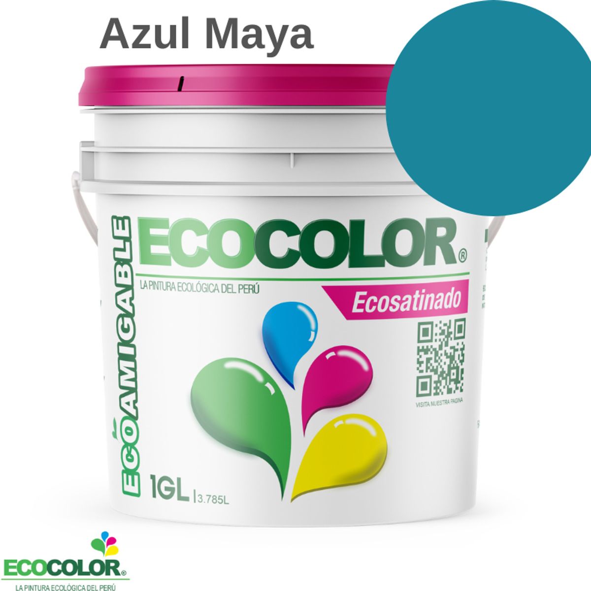 ECOCOLOR - PINTURA ECOCOLOR ECOSATINADO AZUL MAYA 1GL