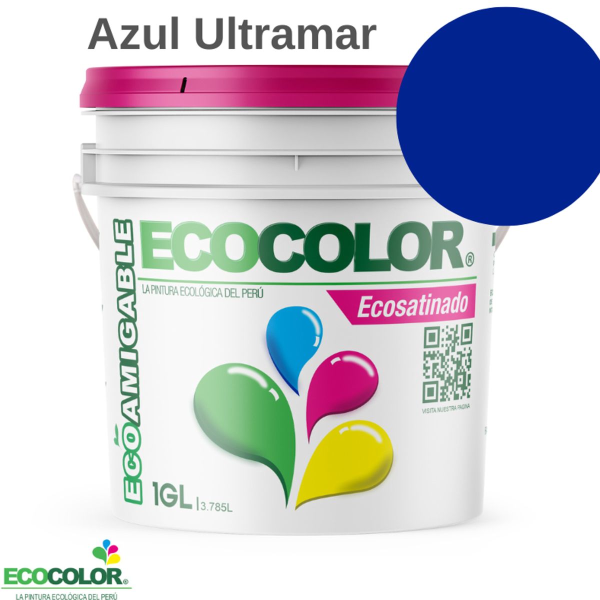 ECOCOLOR - PINTURA ECOCOLOR ECOSATINADO AZUL ULTRAMAR 1GL