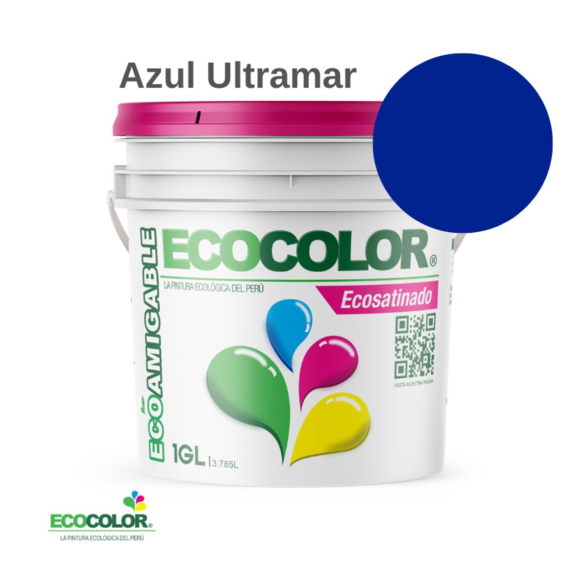 ECOCOLOR - PINTURA ECOCOLOR ECOSATINADO AZUL ULTRAMAR 1GL