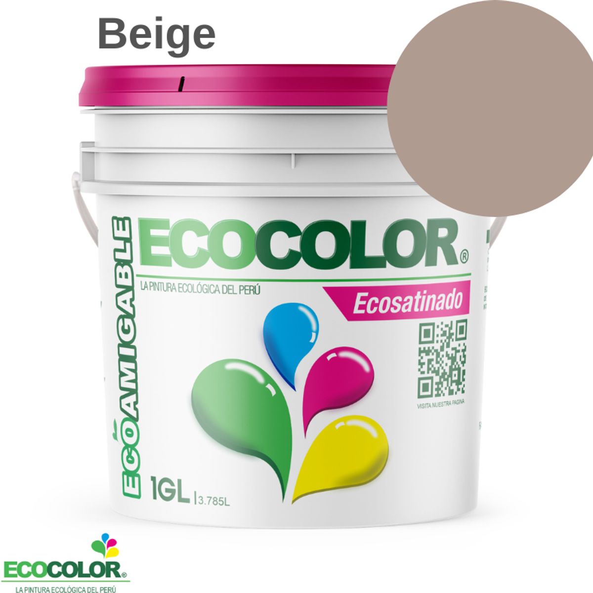 ECOCOLOR - PINTURA ECOCOLOR ECOSATINADO BEIGE 1GL