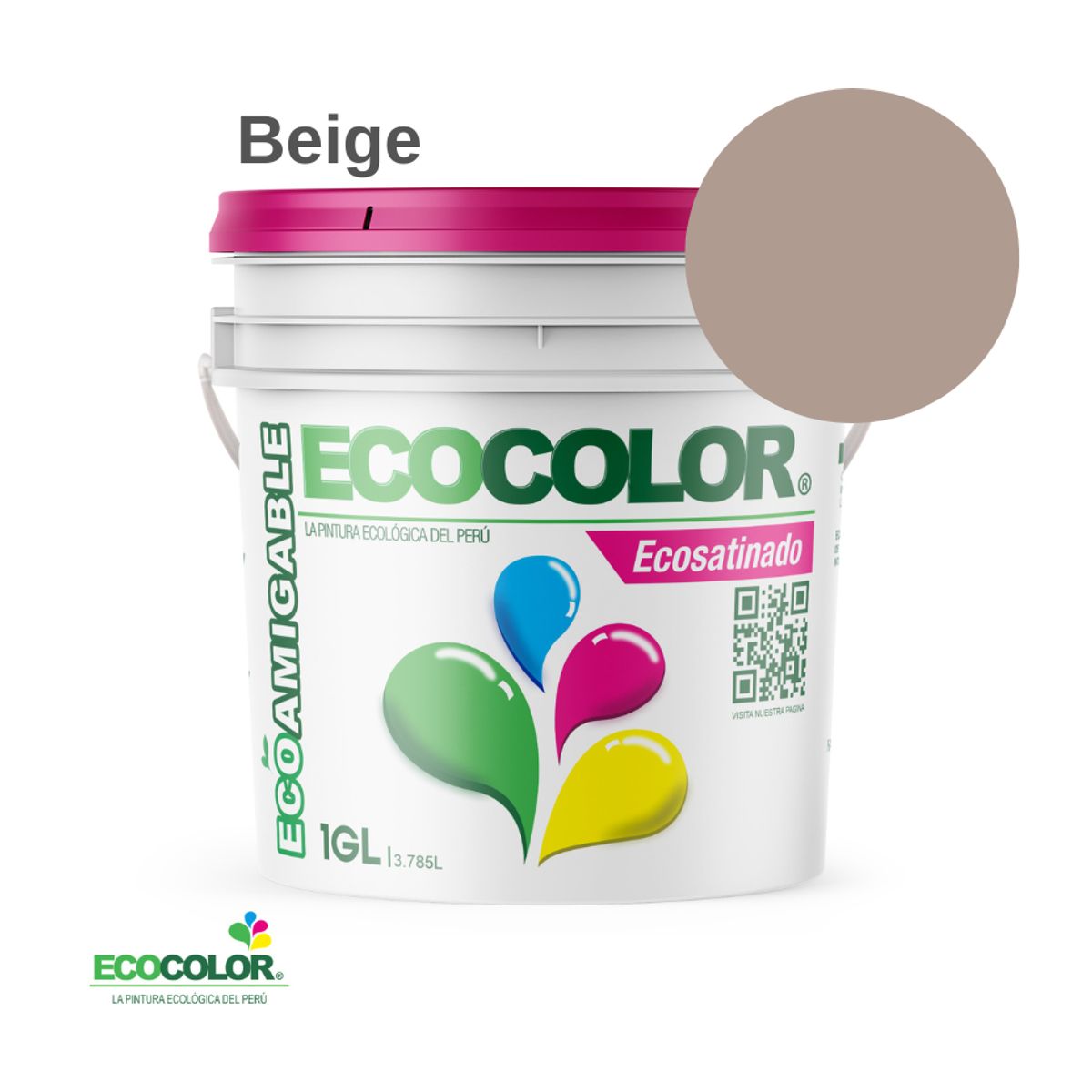 ECOCOLOR - PINTURA ECOCOLOR ECOSATINADO BEIGE 1GL