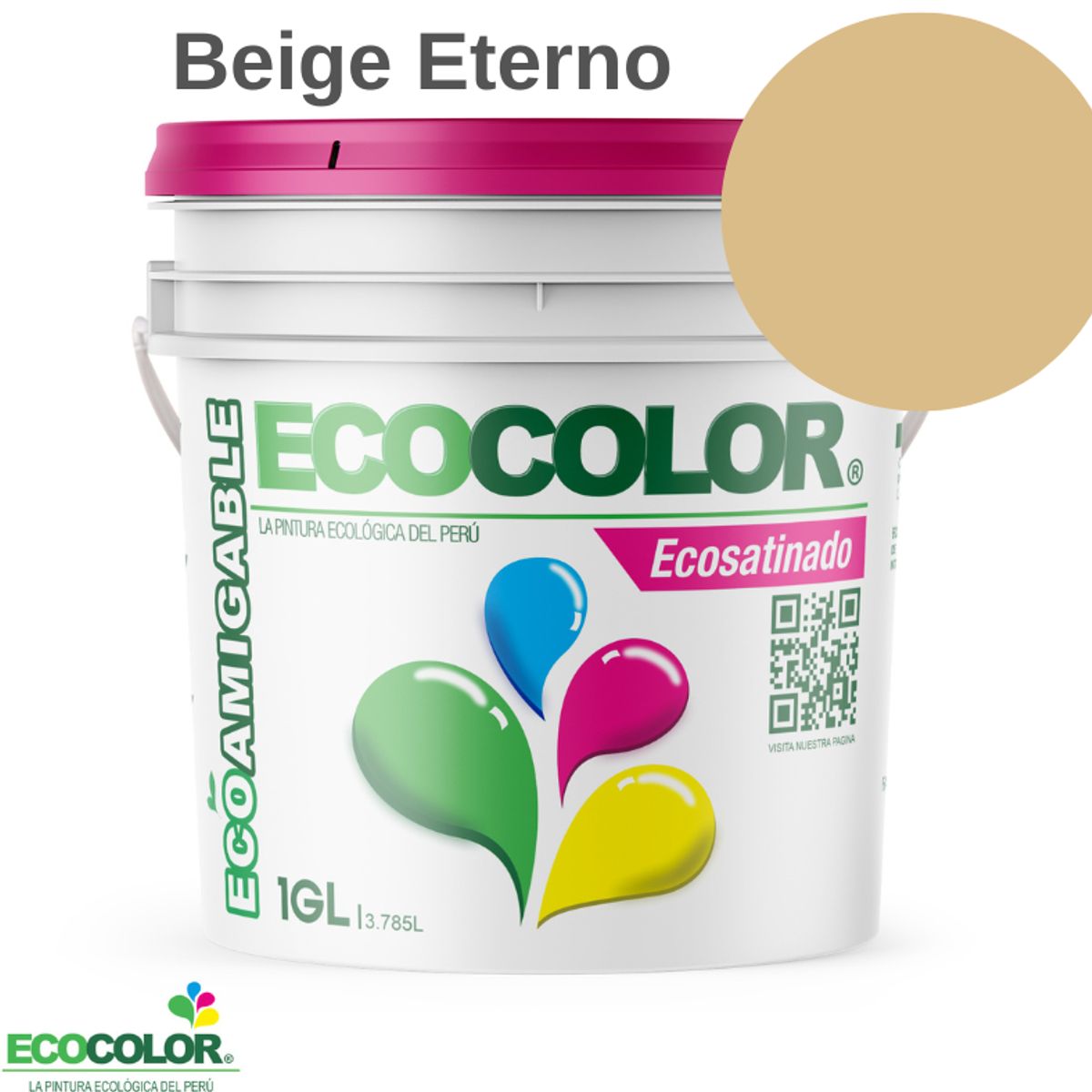 ECOCOLOR - PINTURA ECOCOLOR ECOSATINADO BEIGE ETERNO 1GL