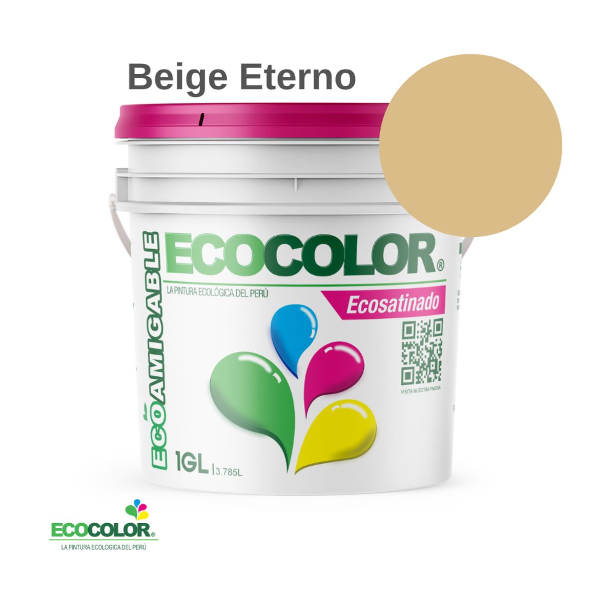 ECOCOLOR - PINTURA ECOCOLOR ECOSATINADO BEIGE ETERNO 1GL