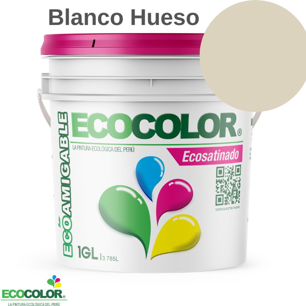 ECOCOLOR - PINTURA ECOCOLOR ECOSATINADO BLANCO HUESO 1GL