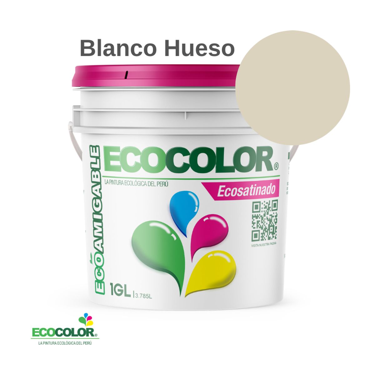 ECOCOLOR - PINTURA ECOCOLOR ECOSATINADO BLANCO HUESO 1GL