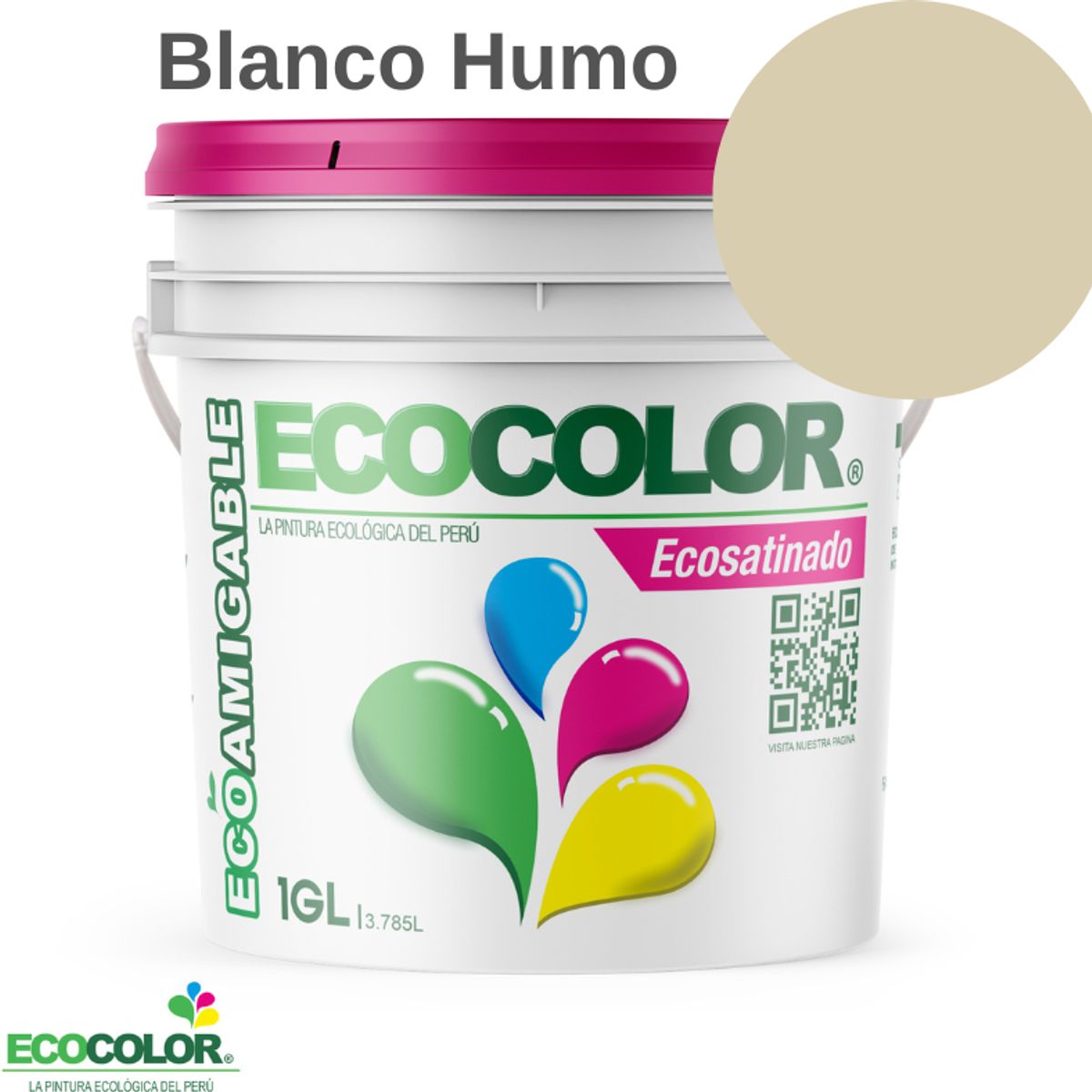 ECOCOLOR - PINTURA ECOCOLOR ECOSATINADO BLANCO HUMO 1GL